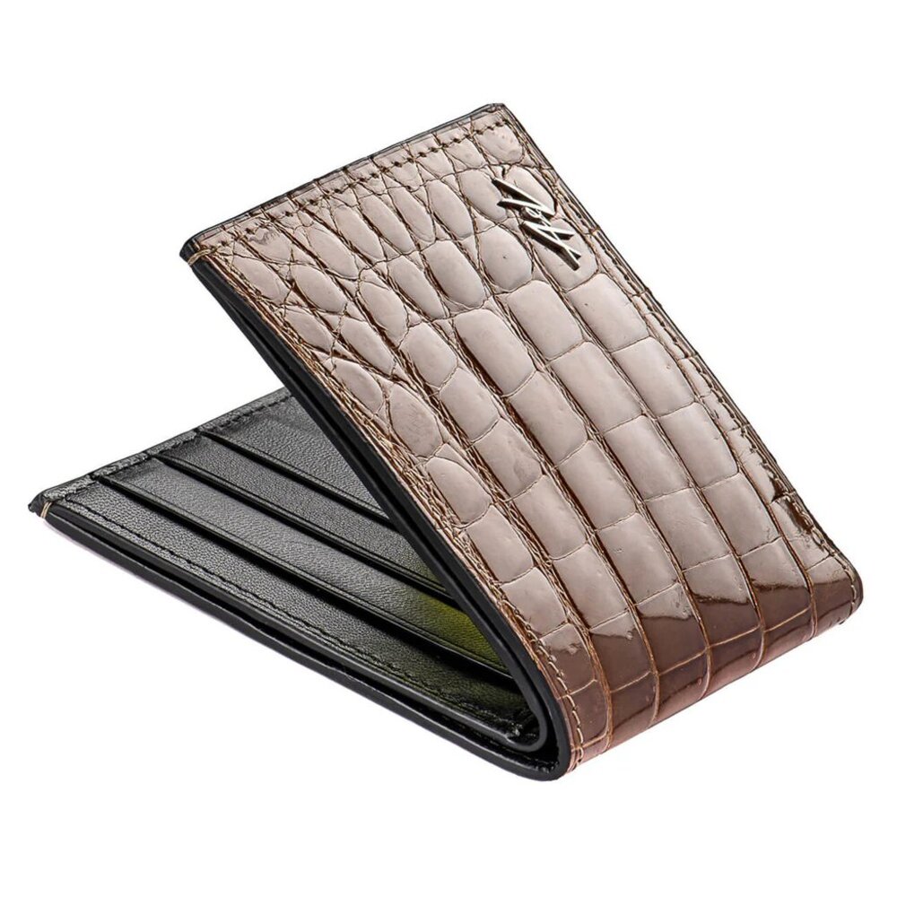 All-Season Wallet – Real Alligator Leather - Irish Coffee